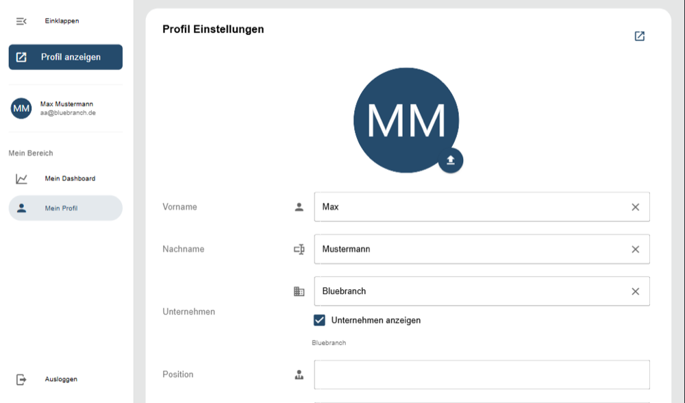 BC-Cards — Profil-Einstellungen mit Live-Editor