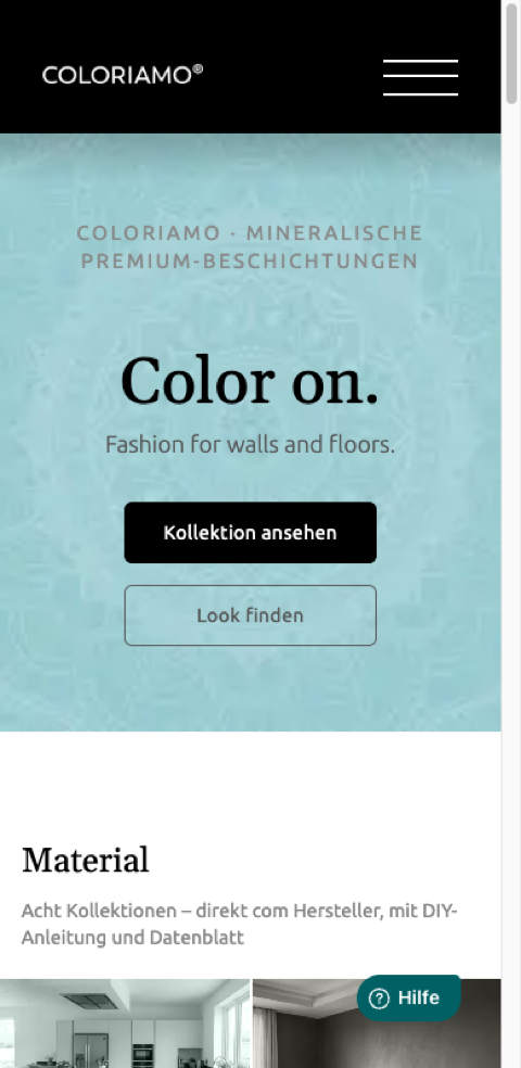 coloriamo.de — Startseite mobil (responsive)