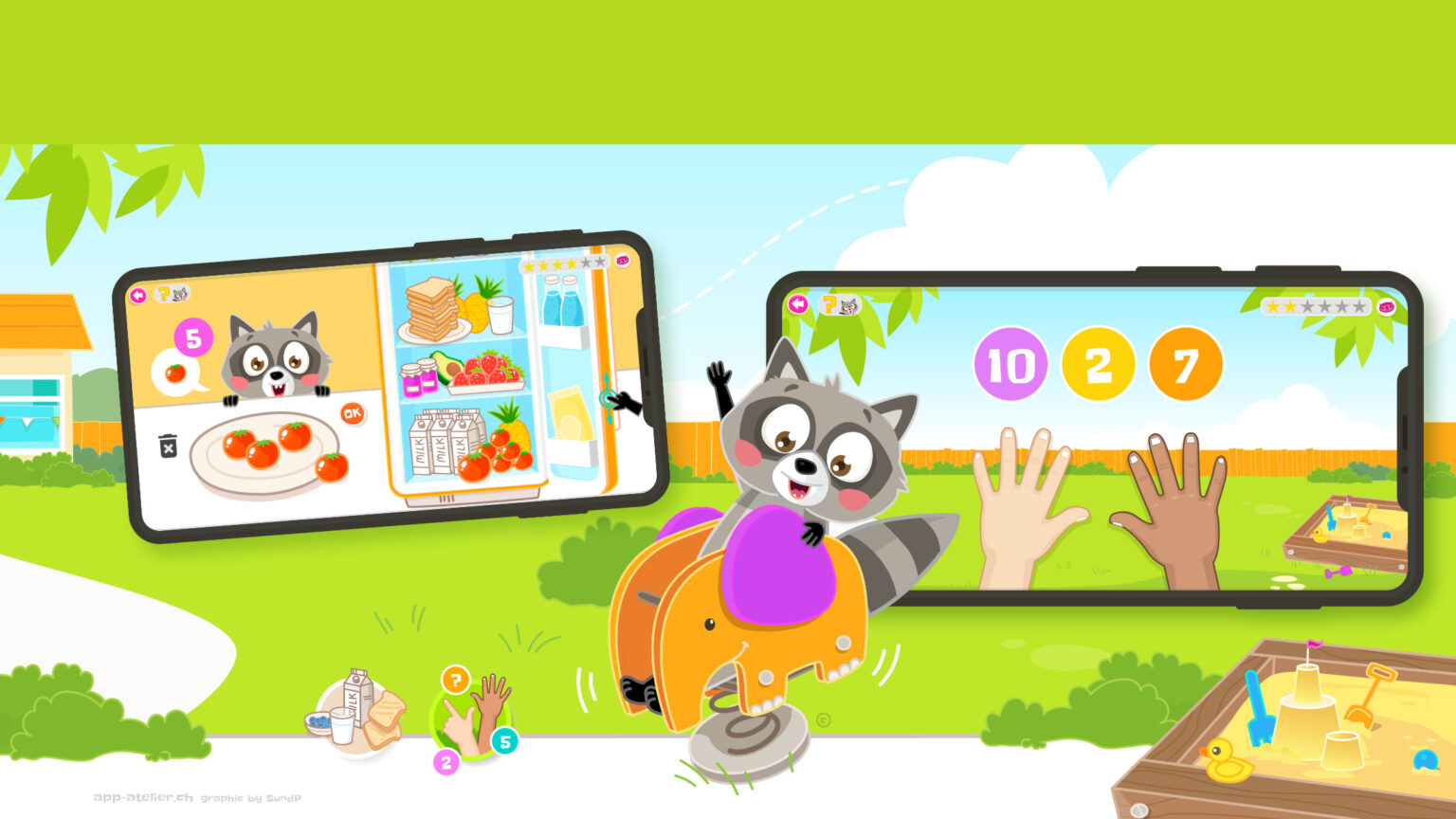 Luuki Vorschule — Gameplay: Zahlen, Formen und Rechnen mit dem Waschbär-Maskottchen