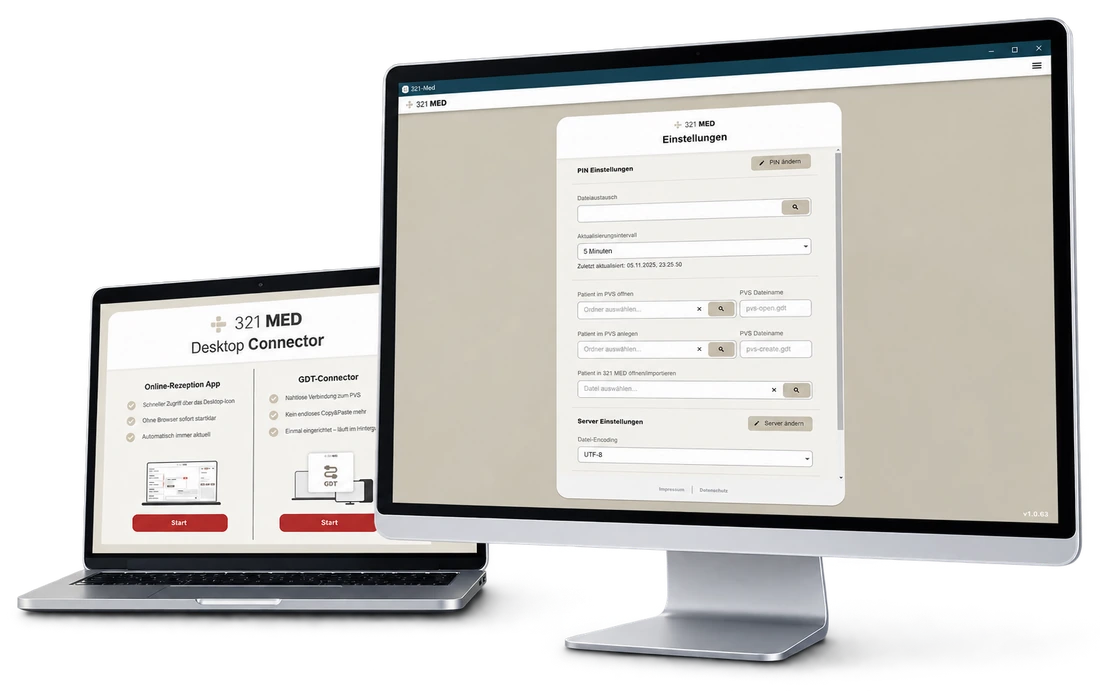 321 MED Praxis-Desktop — Connector-Ansicht