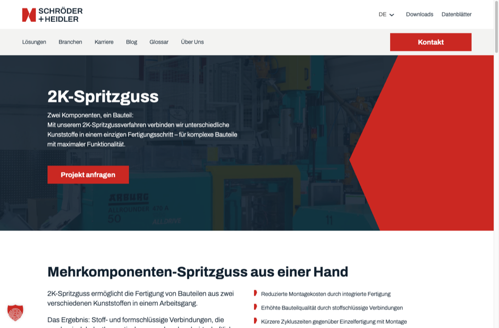 schroeder-heidler.de — Leistungsseite 2K-Spritzguss
