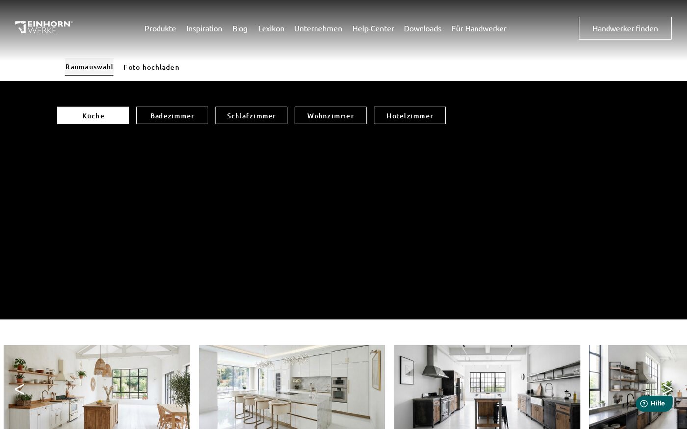Raumauswahl im KI-Showroom mit Kategorien und Beispielräumen