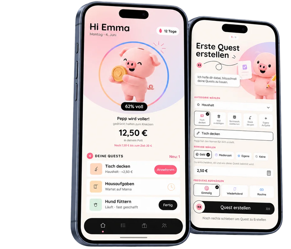 Pepp — Start-Screen und Quests im Überblick