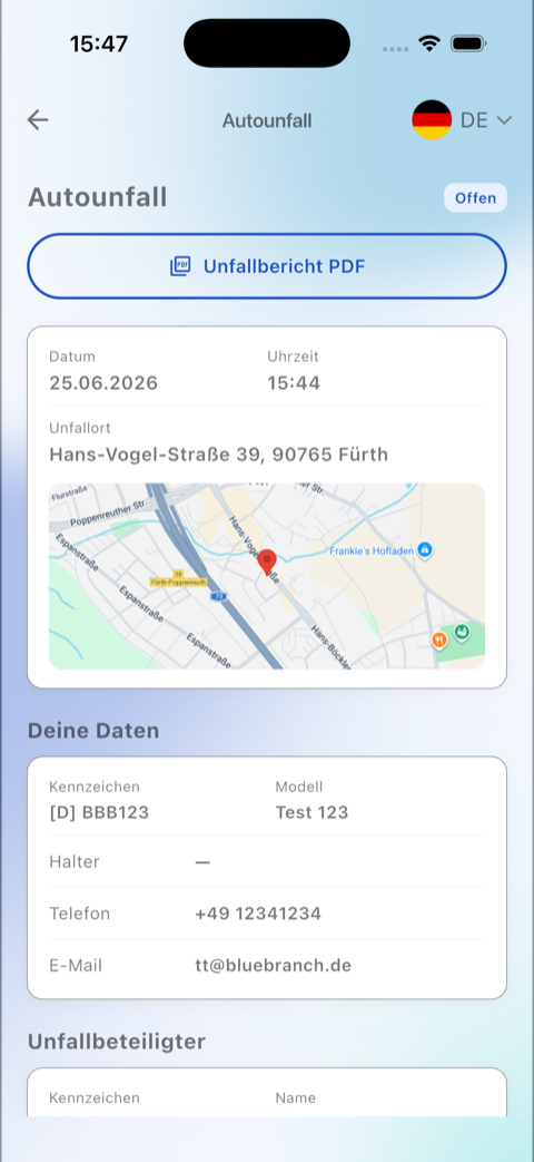 Unfall-Erfasser — Unfallbericht