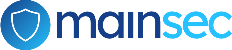 Das Logo von Mainsec zeigt ein blaues Schildsymbol neben dem Schriftzug, das Vertrauen und Sicherheit vermittelt.