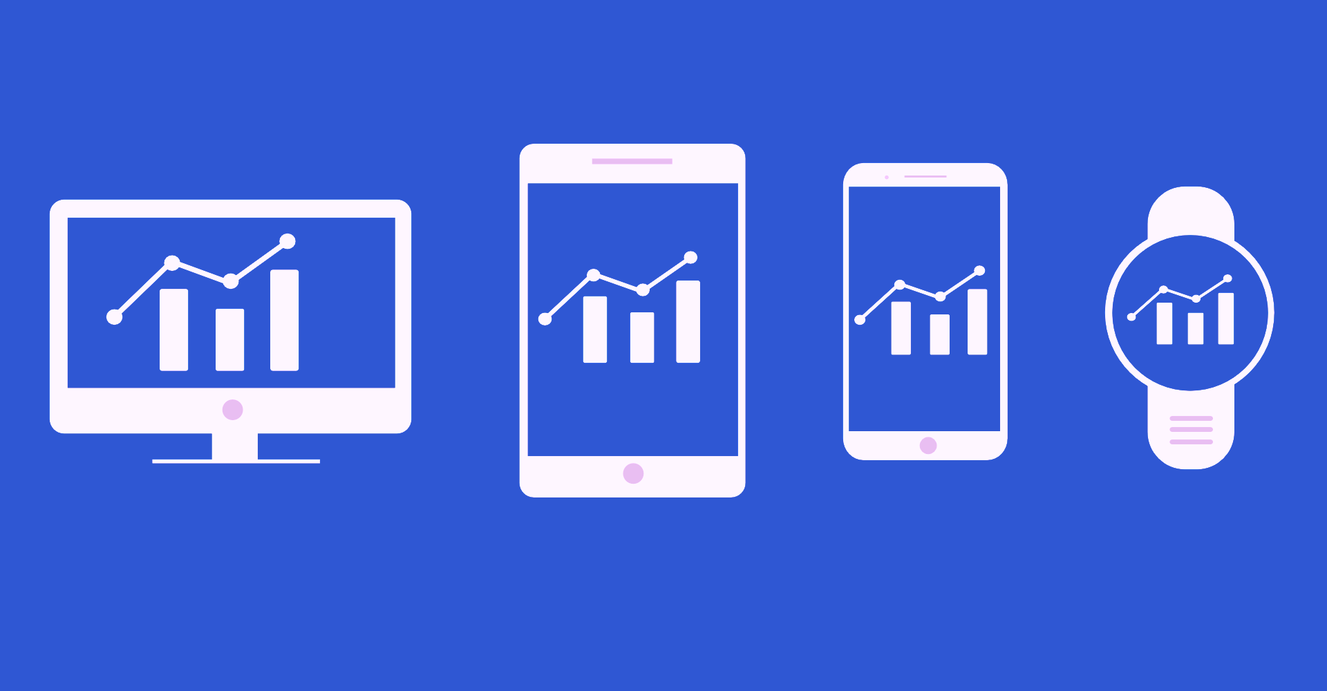 Grafische Darstellung verschiedener Geräte zeigt den App-Preis-Kalkulator für individuelle App- und Softwareentwicklung.